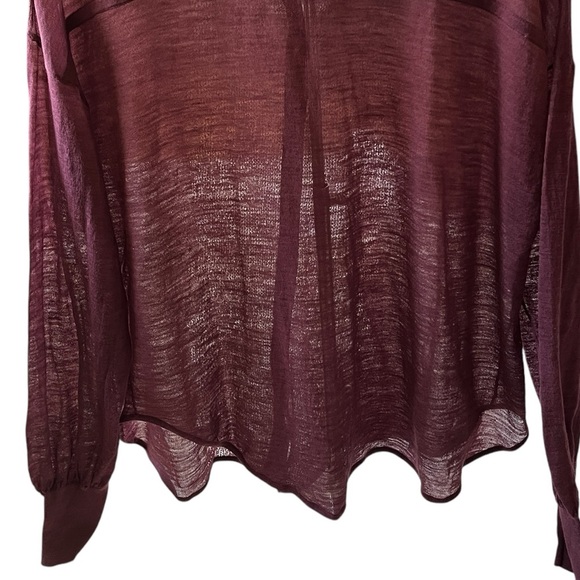 Maeve for Anthropologie | Sheer Plum Pink Button-Down Knit Blouse | Size S - Picture 8 of 15